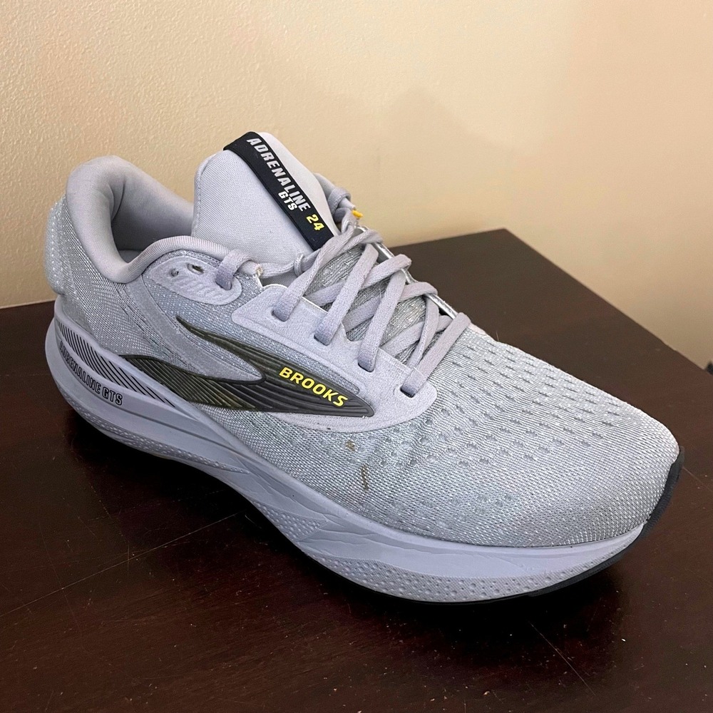 Brooks Adrenaline GTS 24 Mens Running Shoes Grey Yellow 1104371D084 Size 9.5 - Picture 2 of 7